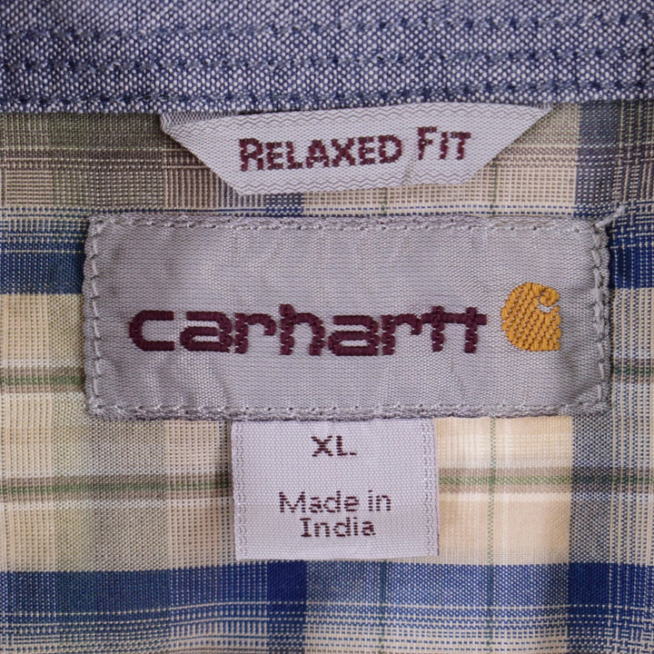 Carhartt RELAXED FIT short sleeve cotton check shirt, men's XL /eaa349397