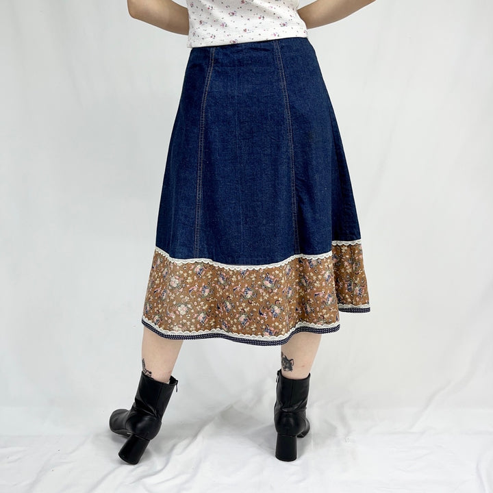 70'S GUNNE SAX denim long flare skirt women's M vintage /eaa349821