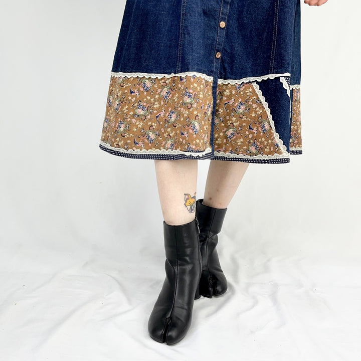 70'S GUNNE SAX denim long flare skirt women's M vintage /eaa349821