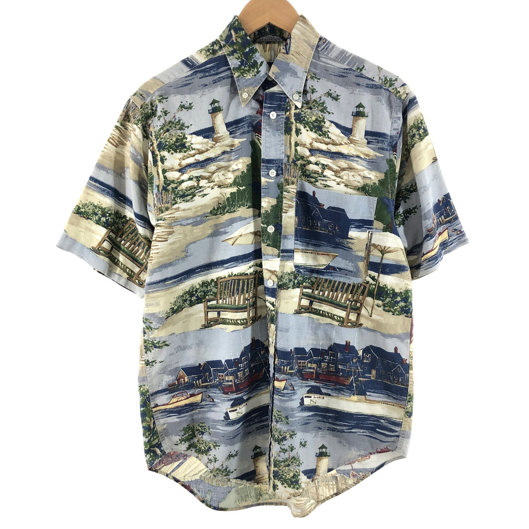 NAUTICA All-over Print Linen Button-Down Hawaiian Aloha Shirt, Men's, Medium /eaa350117