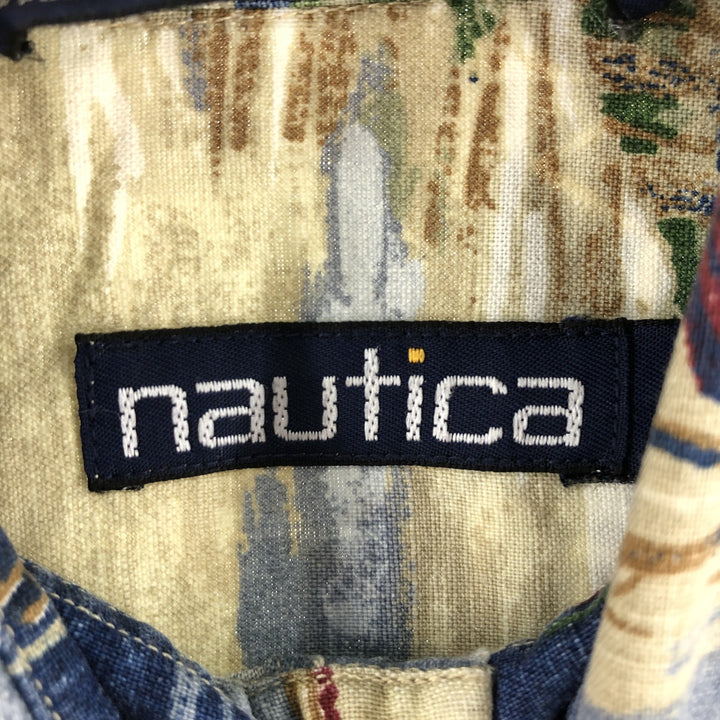 NAUTICA All-over Print Linen Button-Down Hawaiian Aloha Shirt, Men's, Medium /eaa350117