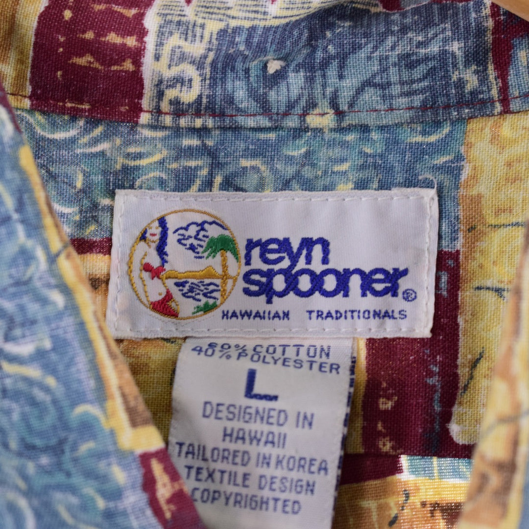 90'S Reyn Spooner Swimsuit Bikini Tag All-Over Print Button-Down Hawaiian Aloha Shirt Men's L Vintage /eaa350149