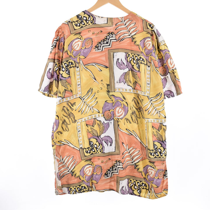 UNKNOWN All-over print, no-collar, short-sleeve blouse, women's L /eaa350750