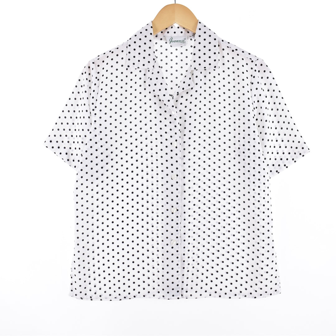 Joanna all-over dot pattern open collar short sleeve blouse for women M /eaa350753