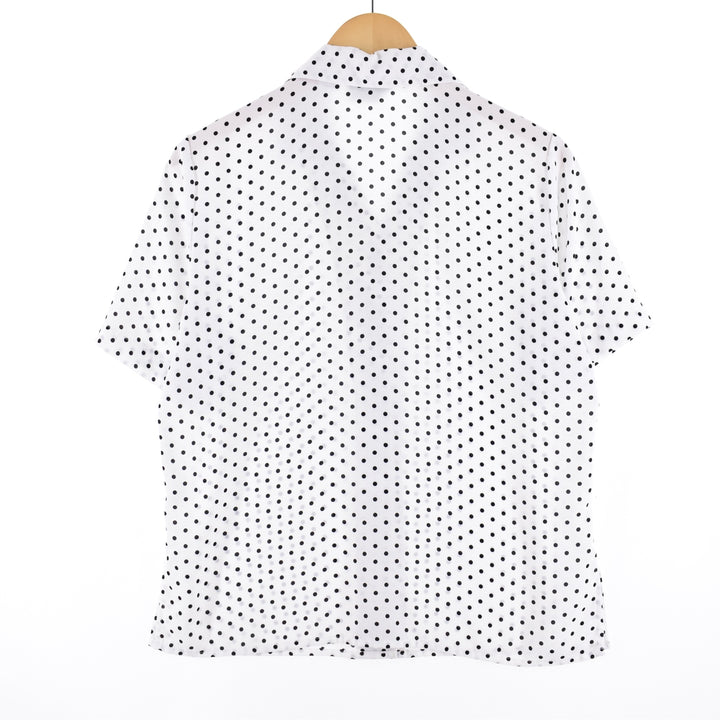 Joanna all-over dot pattern open collar short sleeve blouse for women M /eaa350753