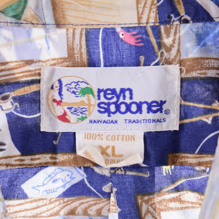 90'S REYNSPOONER Swimsuit Tag Bikini Tag All-Over Print Lahaina Sailor Hawaiian Aloha Shirt Made in Hawaii Men's XL Vintage /eaa350854