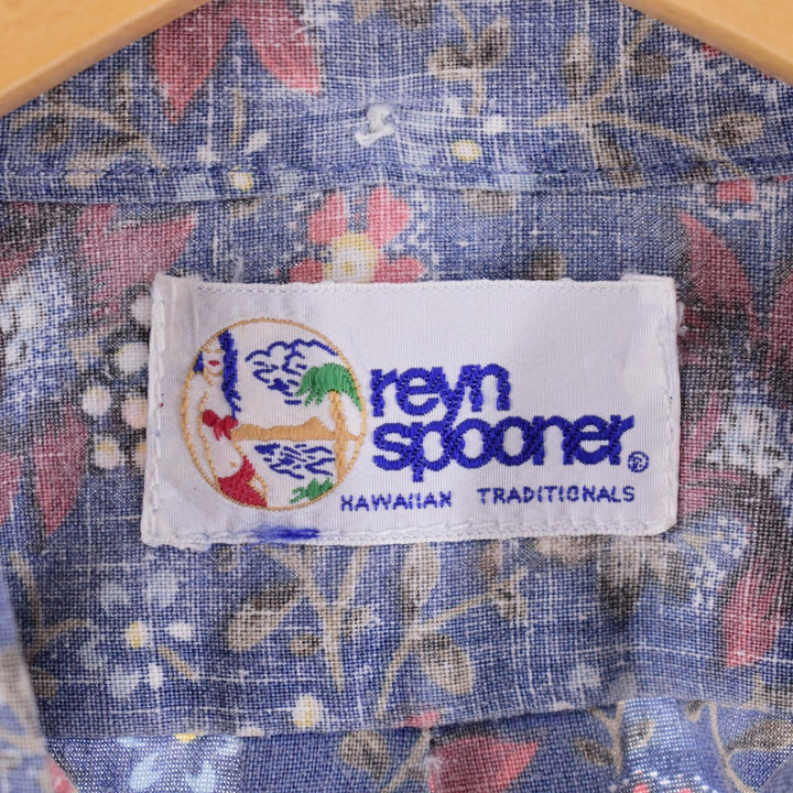 90'S REYNSPOONER Swimsuit Tag Bikini Tag All-Over Floral Print Pullover Button-Down Hawaiian Aloha Shirt Men's M /eaa350869