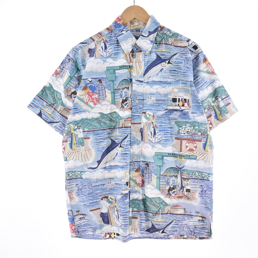 90'S REYNSPOONER Swimsuit Tag Bikini Tag All-Over Print Button-Down Hawaiian Aloha Shirt Men's L Vintage /eaa350891