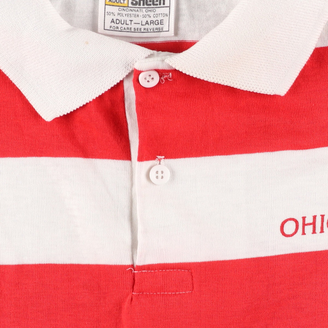 90'S VELVA SHEEN OHIO STATE Ohio State University short sleeve striped rugby shirt made in USA men's M vintage /eaa350987