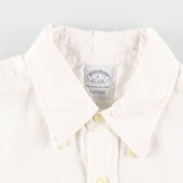 Brooks Brothers Est.1818 short sleeve linen button down shirt, men's size M /eaa351424