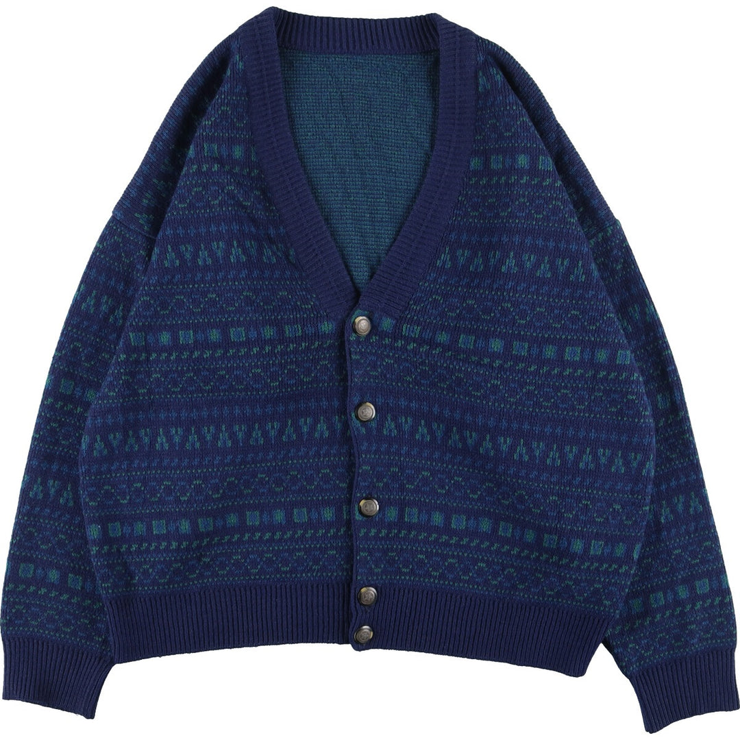 All-over print wool x acrylic knit cardigan, men's XXL /eaa352274