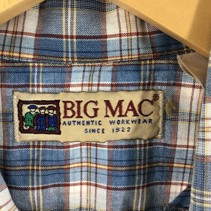 90'S BIG MAC Short Sleeve Check Shirt Men's XL Vintage /eaa352679