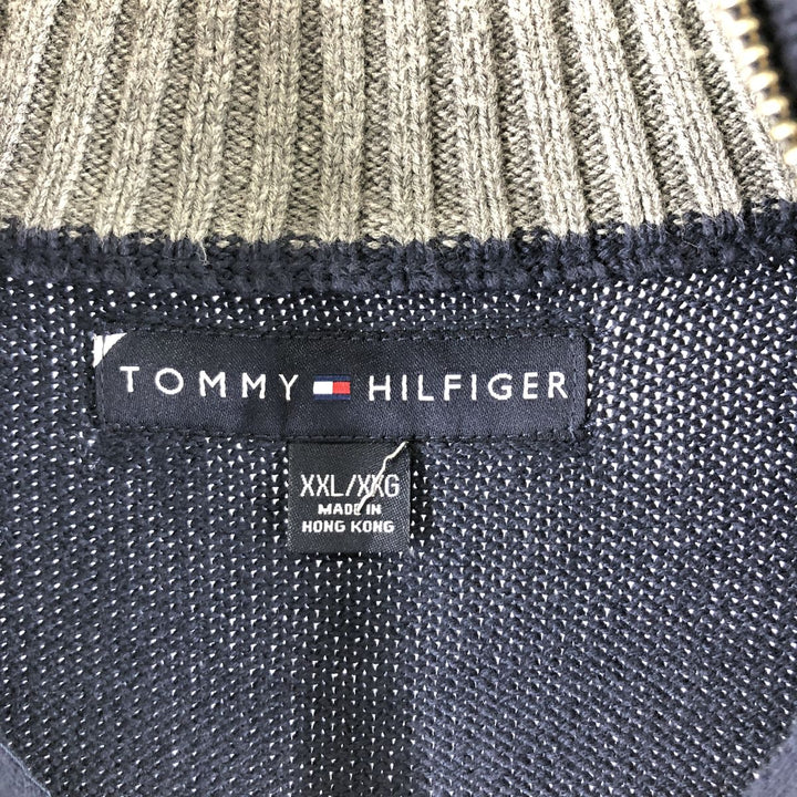 Tommy Hilfiger Cotton Knit Half Zip Sweater with Lines, Men's XXL / eaa352783