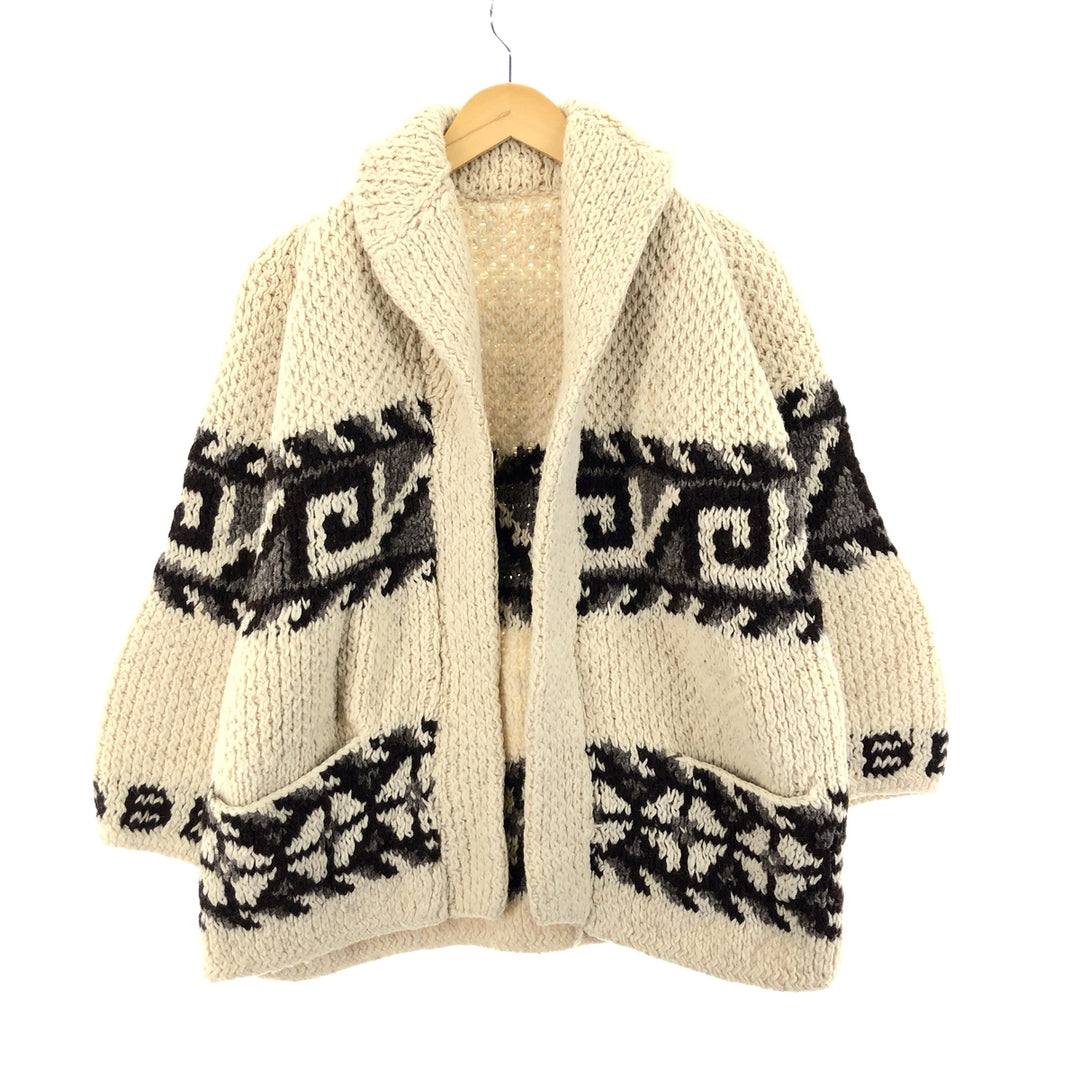 All-over print wool knit cardigan for men, size M /eaa353012