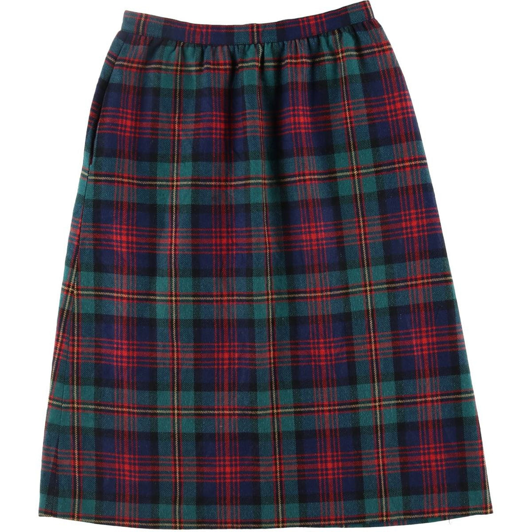 EJE Check Pattern Tartan Check Half-Length A-Line Skirt Women's L Size Vintage /eaa353184