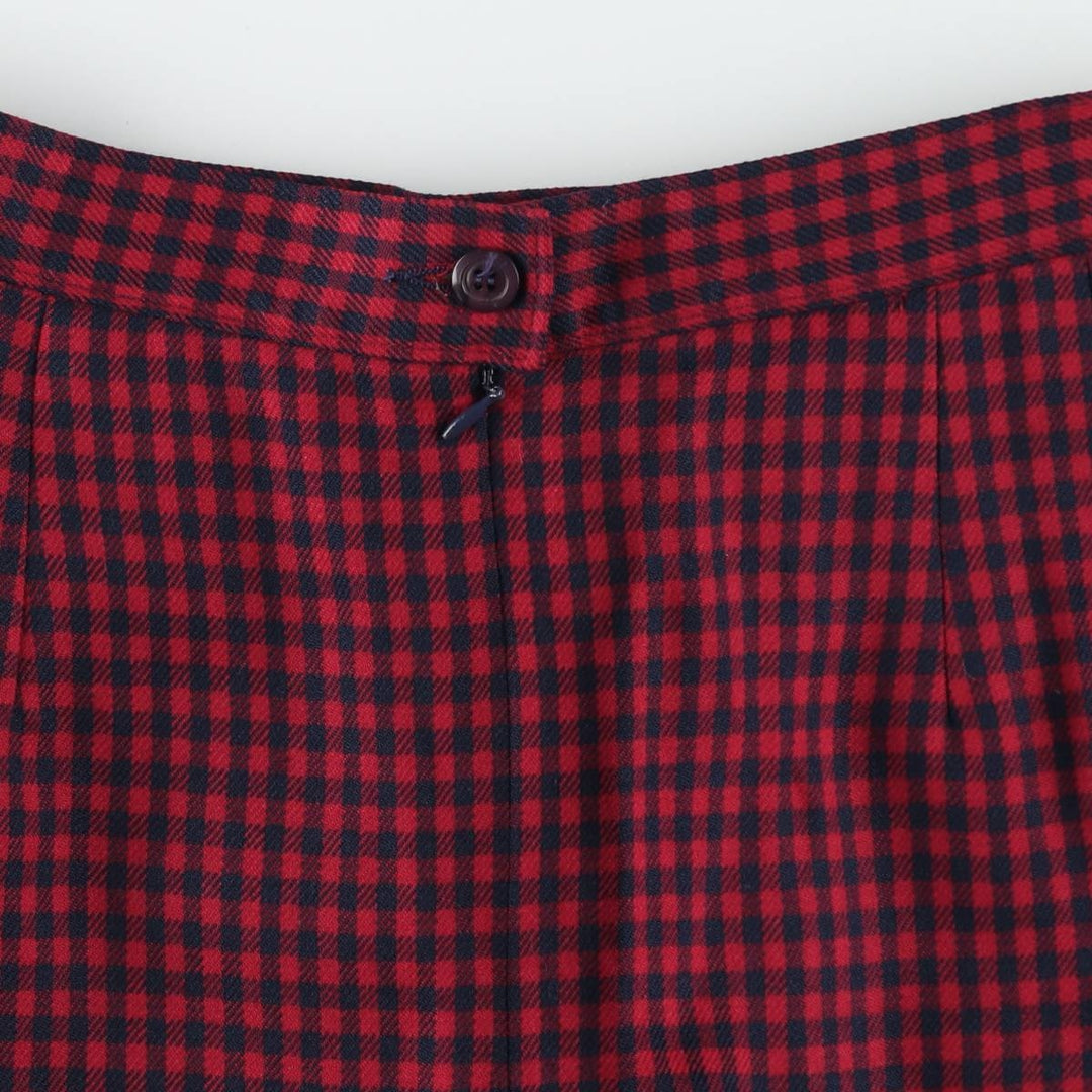 70'S Pendleton Gingham Check Wool Long Tight Skirt Made in USA Women's L Size Vintage /eaa353266