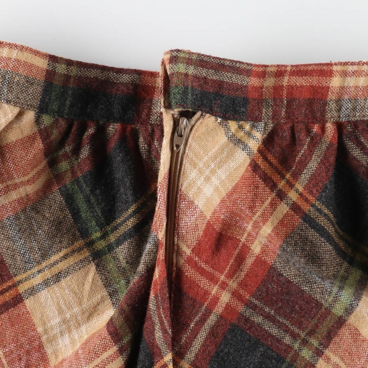 70s~80'S UNKNOWN Check Pattern Wool Half-Length A-Line Skirt Women's L Size Vintage /eaa353328