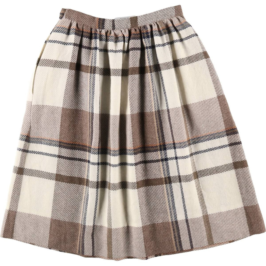 MOTIVATION Check Pattern Half-Length Gathered Skirt Made in USA Women's M size /eaa353371