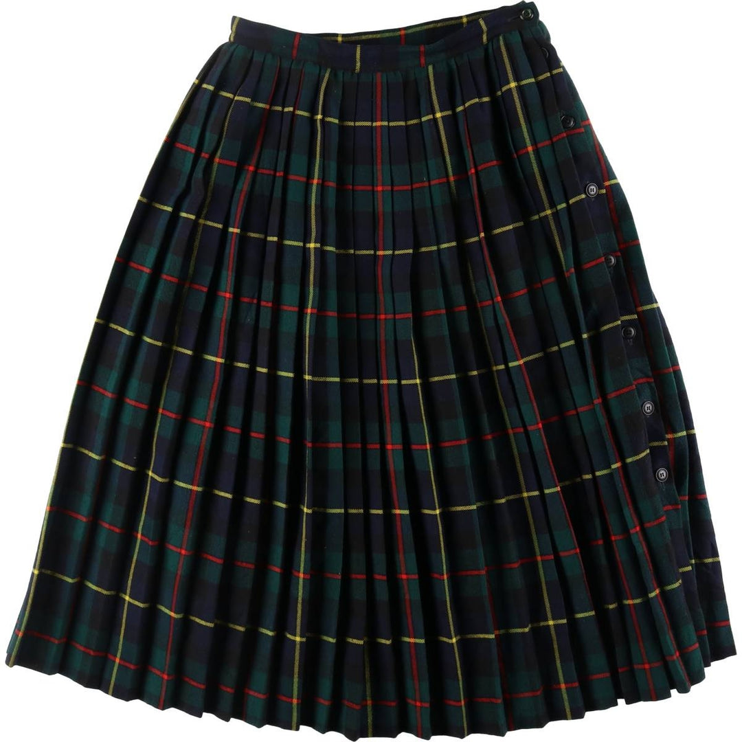 Check Pattern Tartan Check Wool Long Pleated Skirt /eaa353373