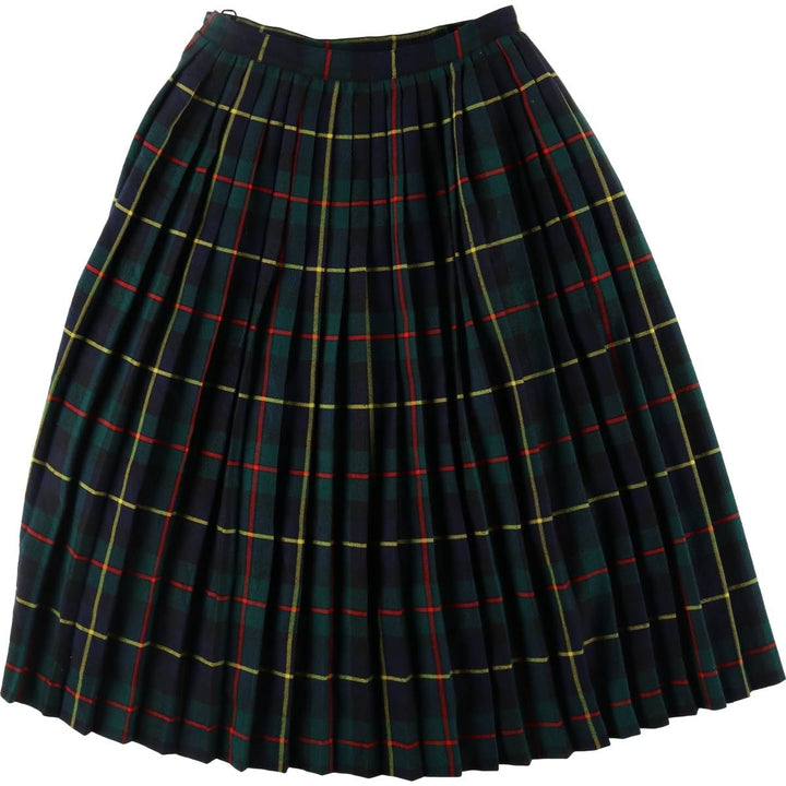 Check Pattern Tartan Check Wool Long Pleated Skirt /eaa353373