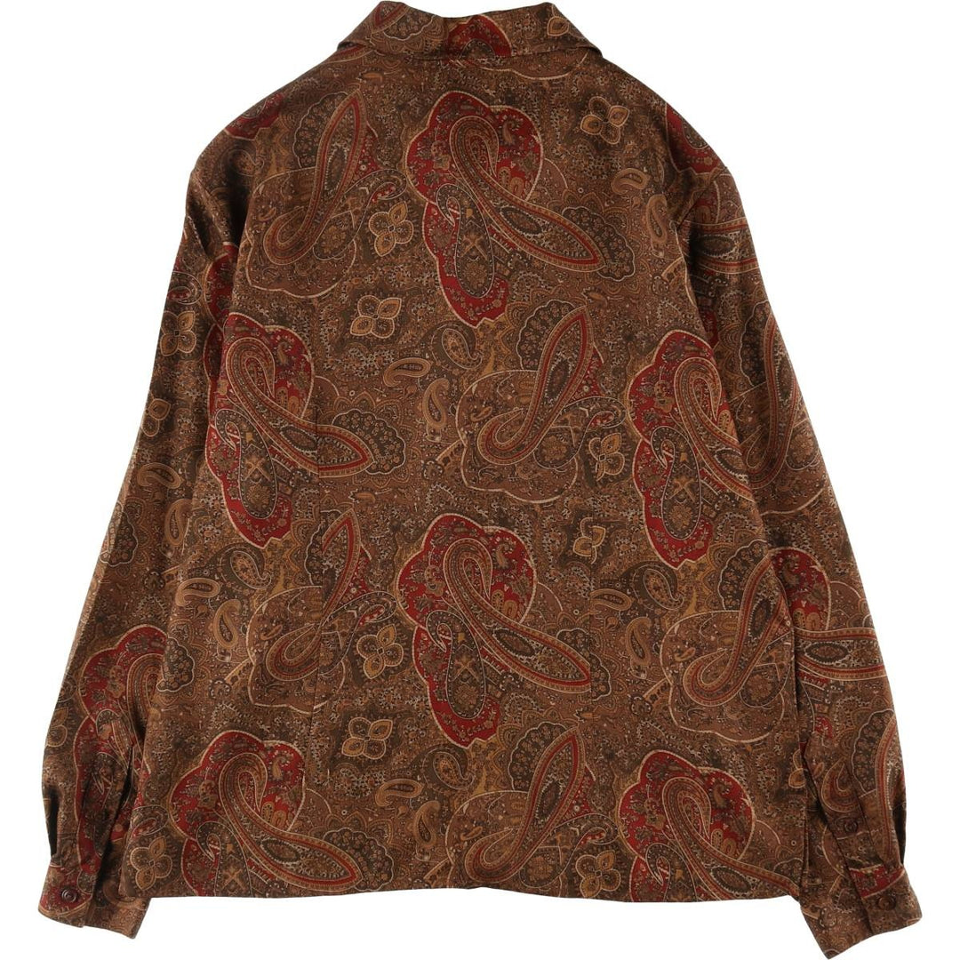 Ralph Lauren LAUREN All-over Paisley Pattern Wide Collar Long Sleeve Silk Shirt Box Shirt Women's M Size / eaa353388