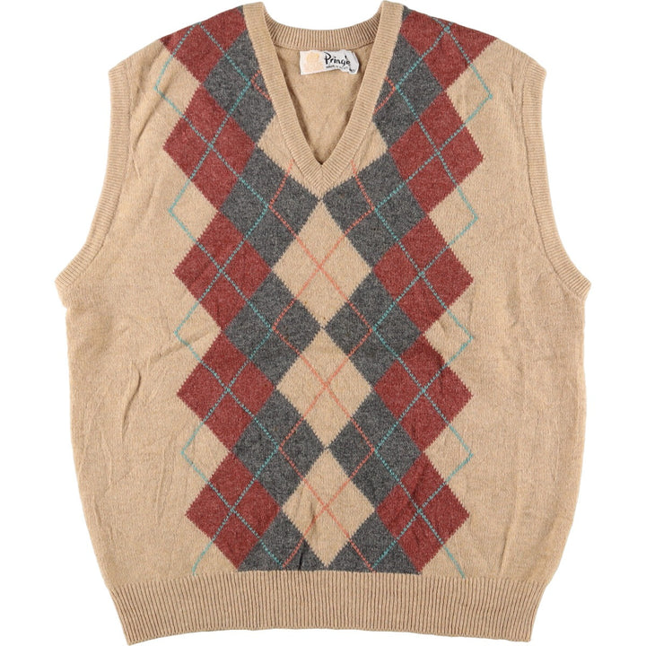 80'S Pringle All-over Argyle Pattern V-neck Knit Vest Made in Scotland Men's M Vintage /eaa353430