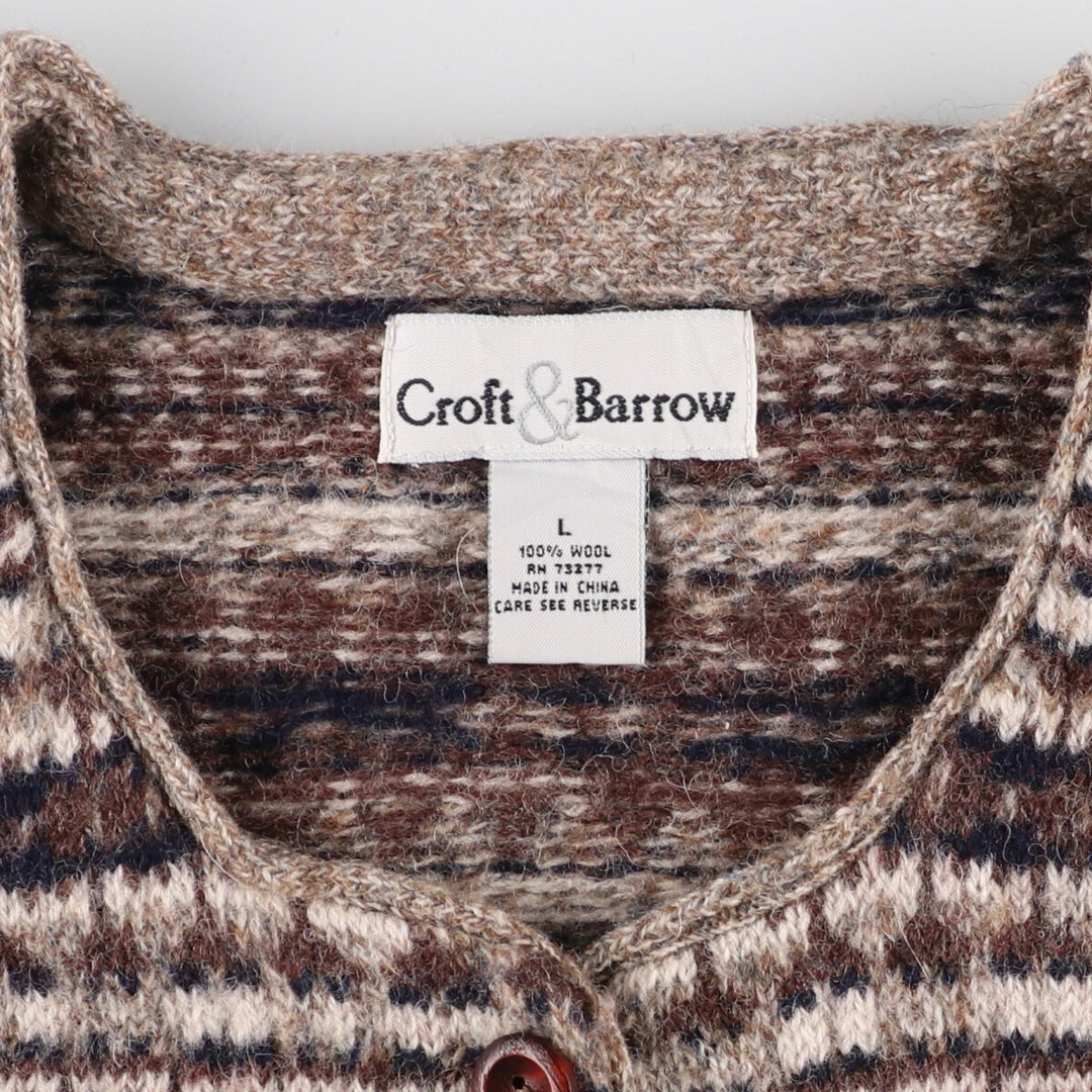 Croft & Barrow All-over Snow Pattern Nordic Wool Knit Cardigan Women's XL /eaa353617