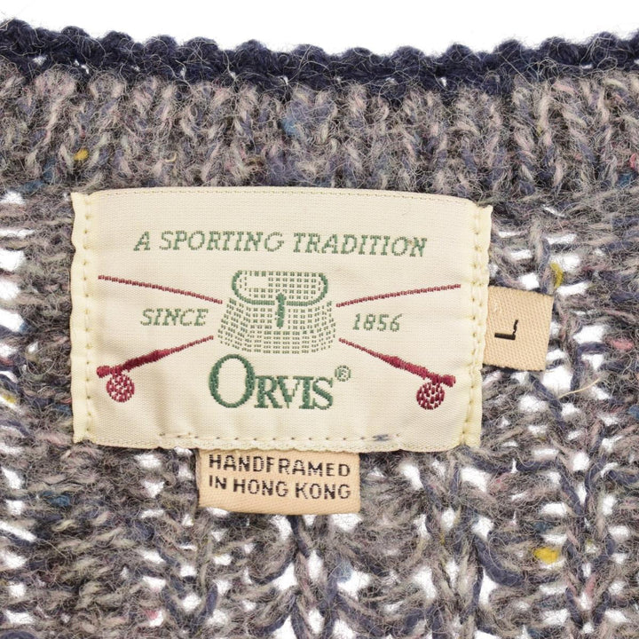 ORVIS all-over print knit cardigan, women's L /eaa353623