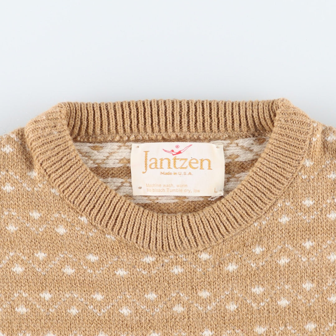 70'S Jantzen all-over pattern cable knit Nordic sweater made in USA women's L vintage /eaa353678