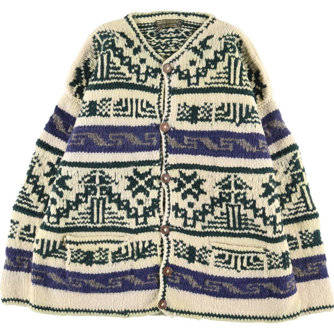 REY WEAR All-over Pattern Ecuador Knit Cardigan Men's XL /eaa353740