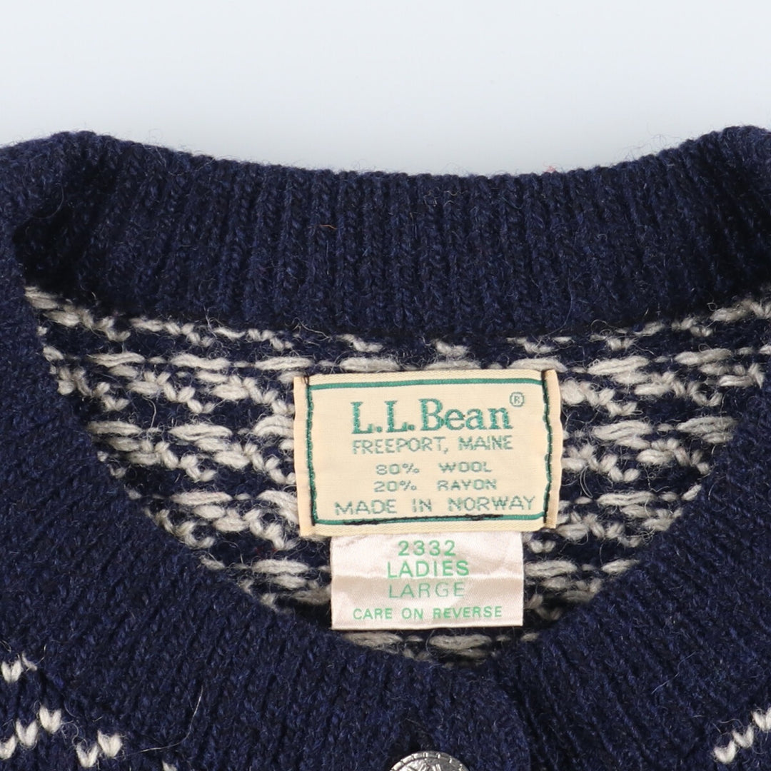 80'S LLBean Birdseye Pattern Wool Tyrolean Cardigan Made in Norway Women's L Vintage /eaa353756