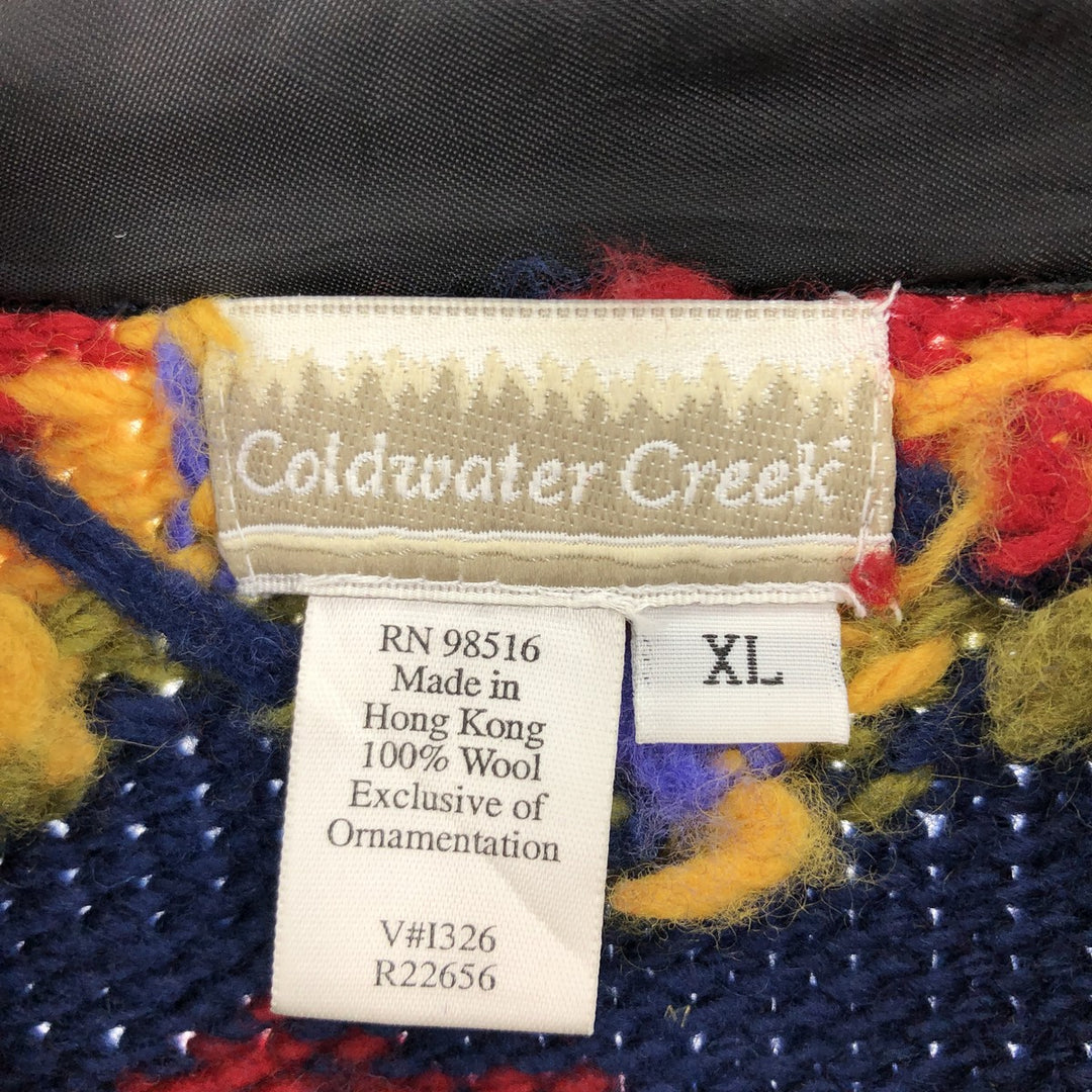 COLDWATER CREEK all-over print wool knit cardigan, women's XL /eaa353773