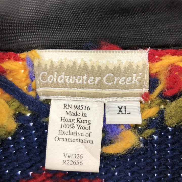 COLDWATER CREEK all-over print wool knit cardigan, women's XL /eaa353773