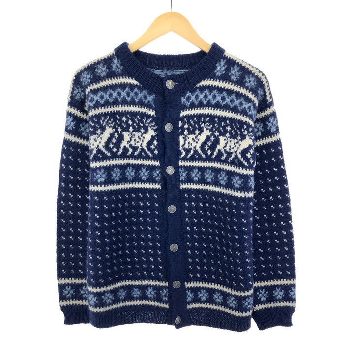 All-over reindeer pattern wool Tyrolean cardigan, men's M /eaa353867