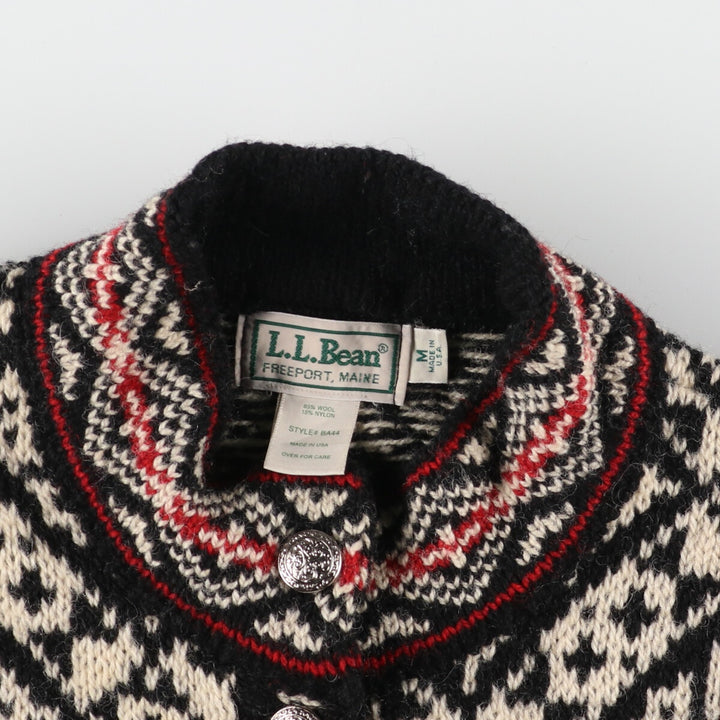 80'S LLBean All-over Print Wool Tyrolean Cardigan Made in USA Women's M Vintage /eaa353899