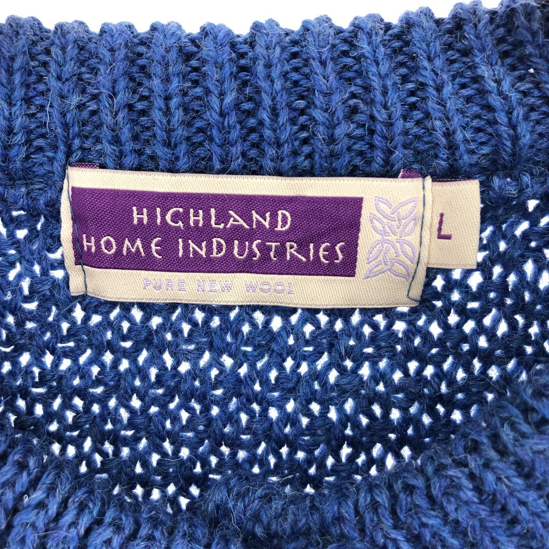 HIGHLAND HOME INDUSTERIES Cable Knit Wool Cardigan Made in the UK Women's L /eaa353964