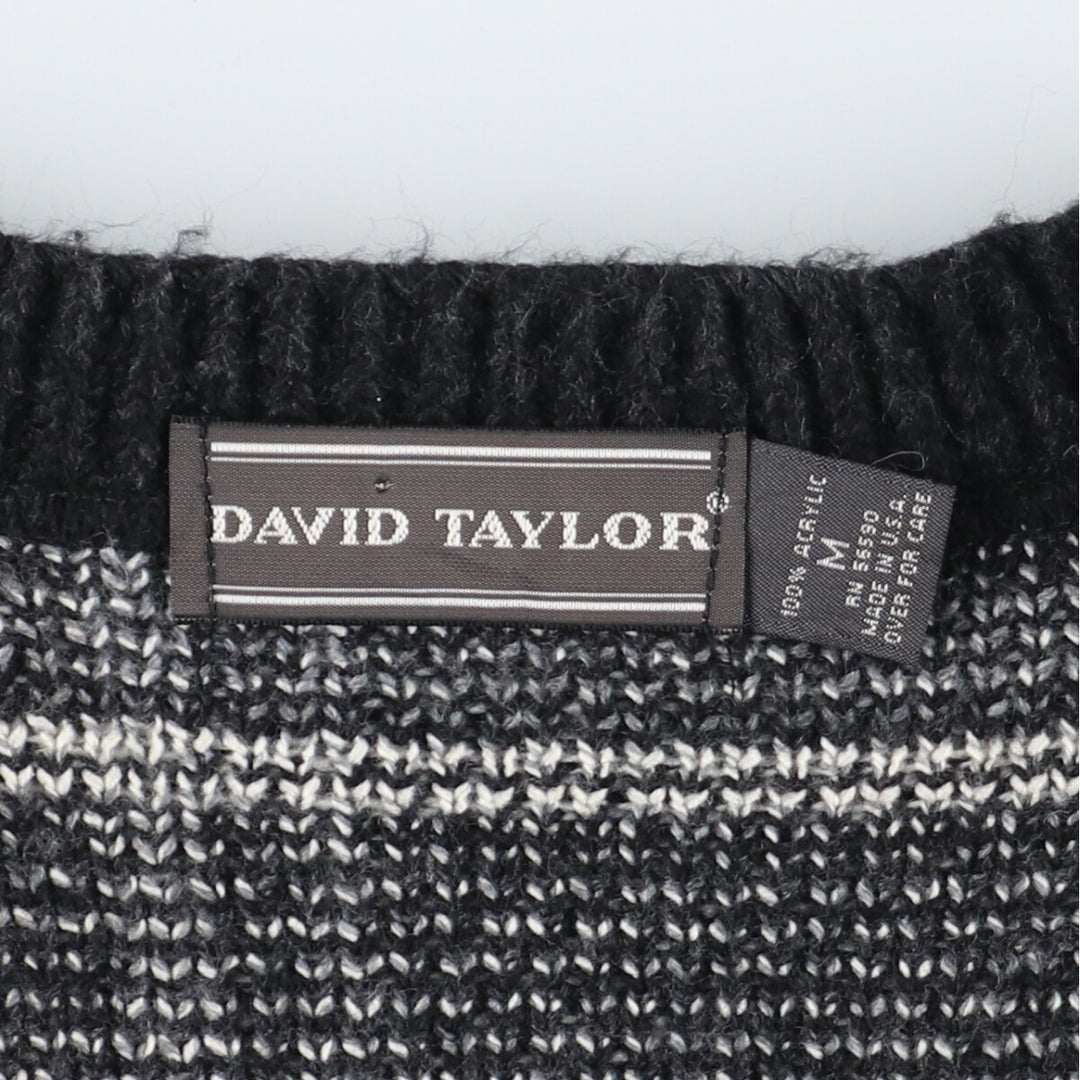 DAVID TAYLOR All-over print acrylic knit cardigan made in USA Men's L /eaa353990