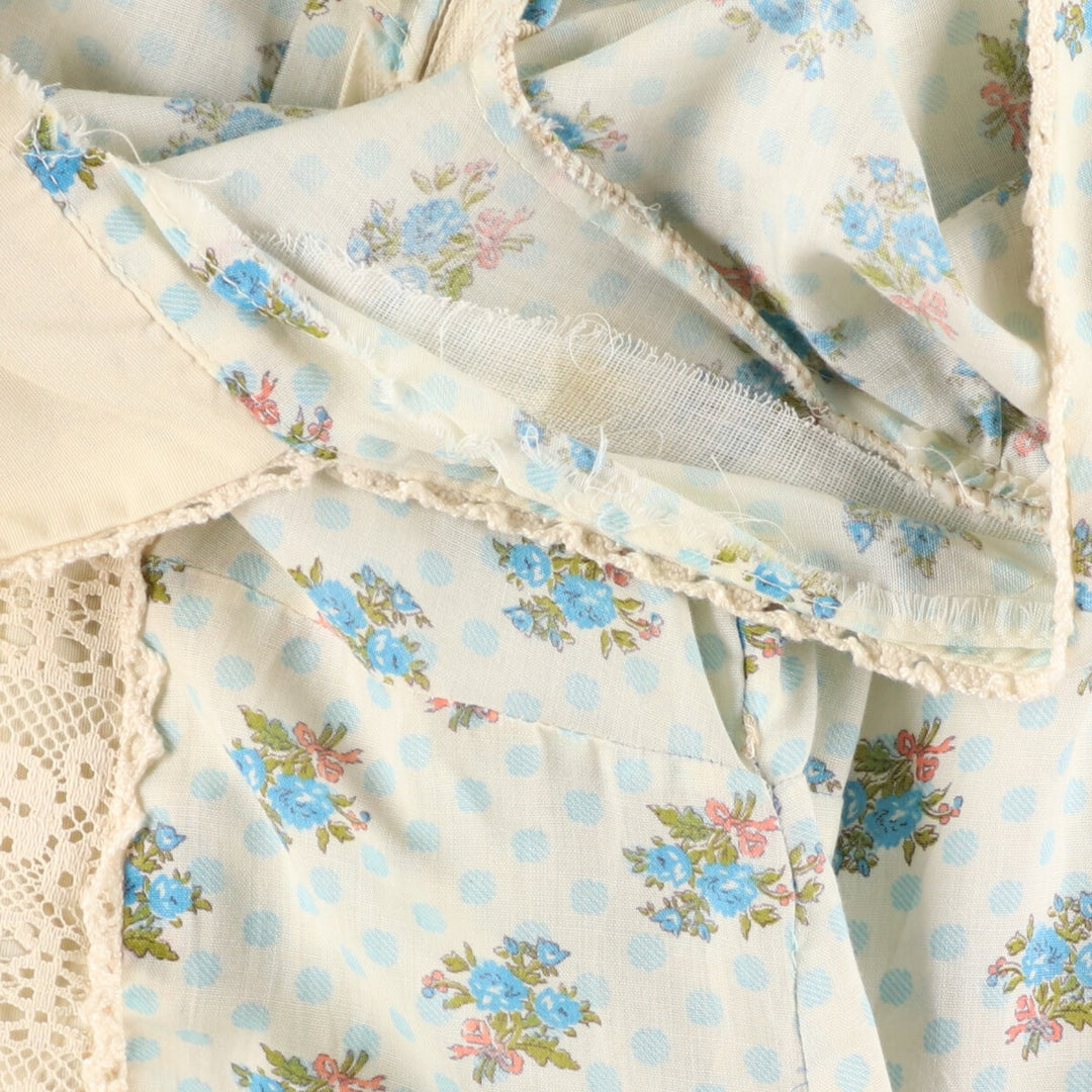 70'S Candi Jones floral print maxi length short sleeve flared dress women's M vintage /eaa354163