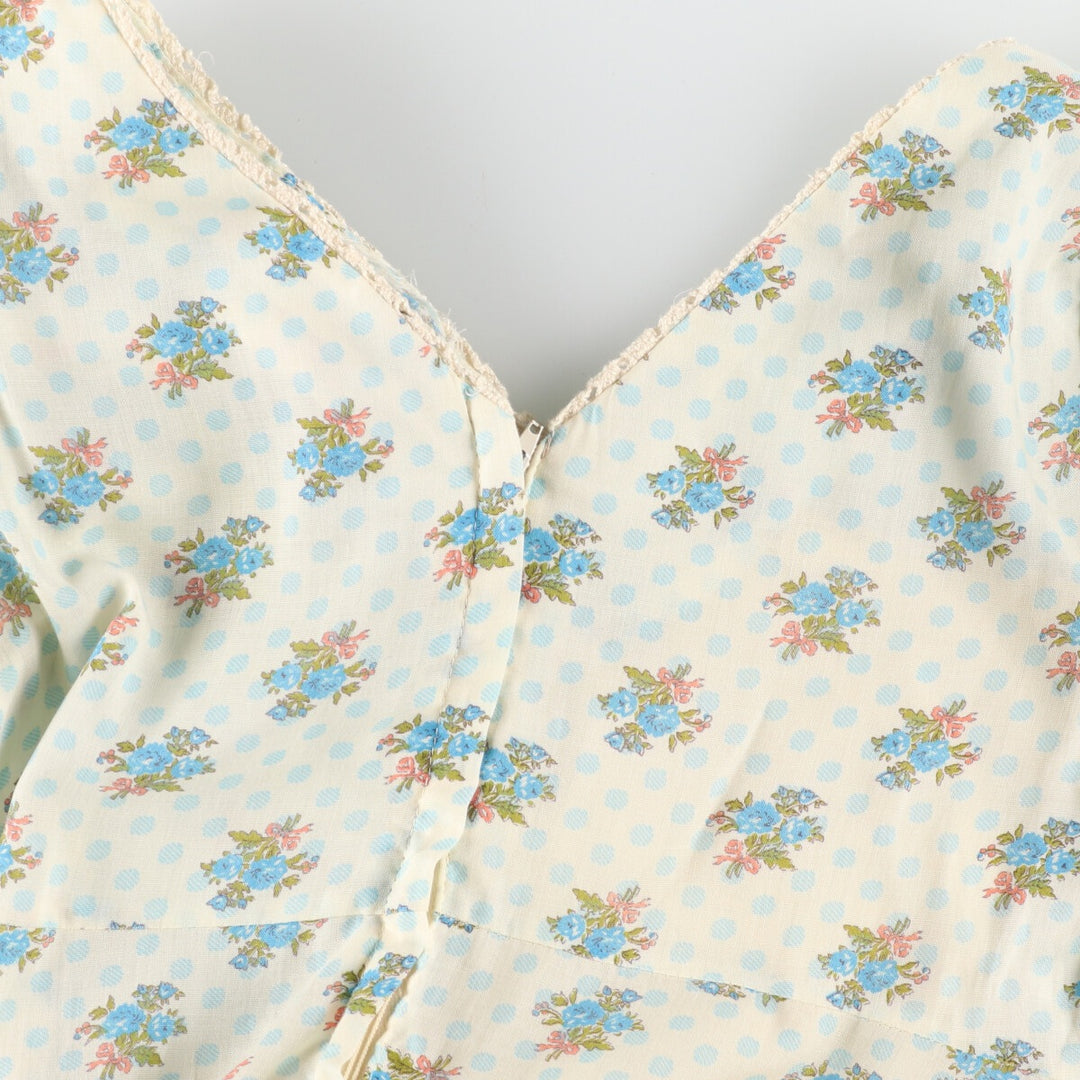 70'S Candi Jones floral print maxi length short sleeve flared dress women's M vintage /eaa354163