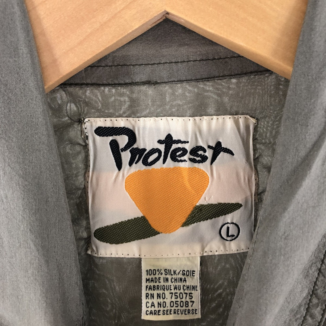 Protest Short Sleeve Silk Shirt Women's L /eaa354307