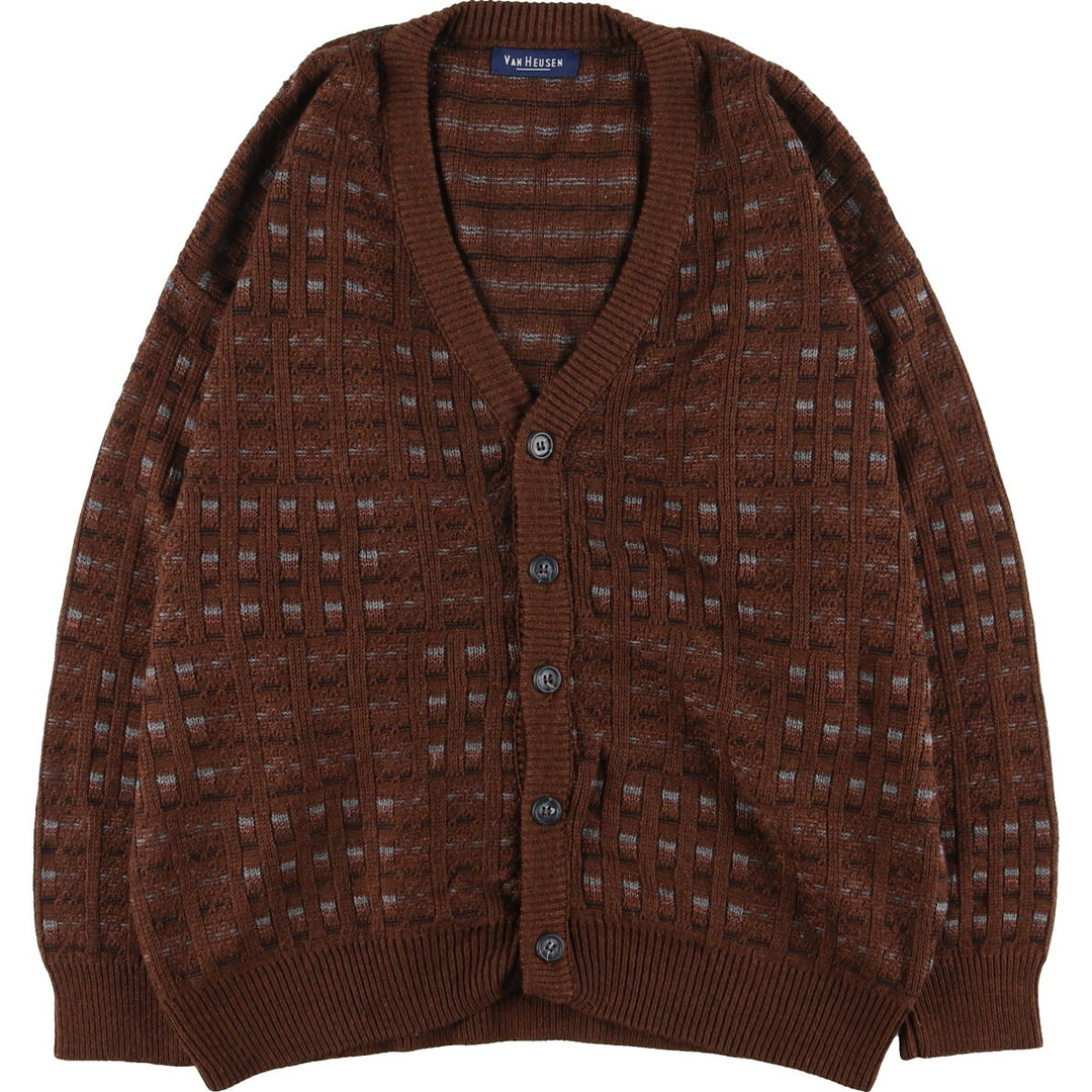 VANHEUSEN all-over print knit cardigan, men's L /eaa354356