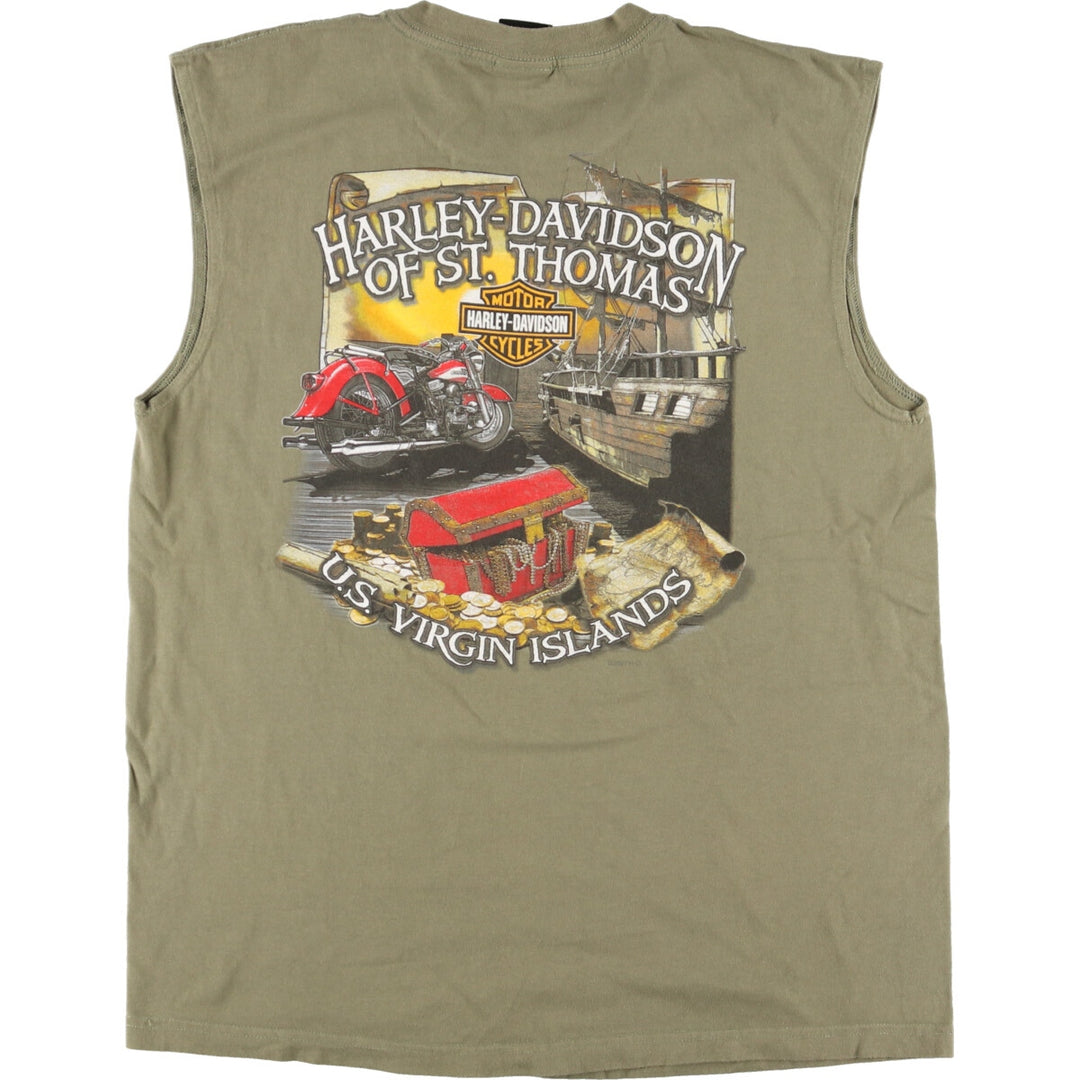 Harley-Davidson Double-sided Print Tank Top Motorcycle Bike T-Shirt Made in USA Men's L /eaa354817