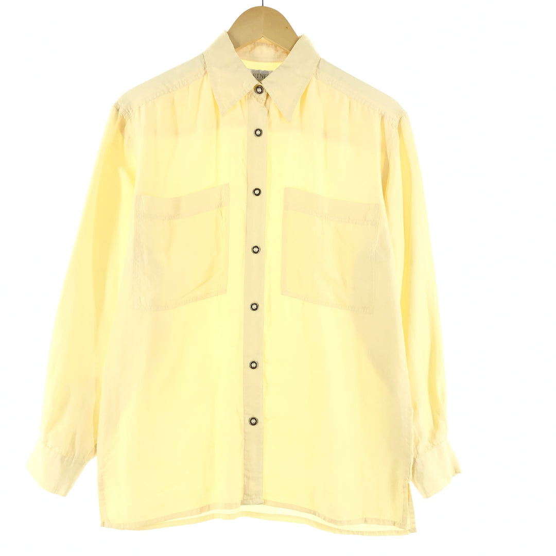 PARTNERS Long Sleeve Silk Shirt Women's L /eaa355077