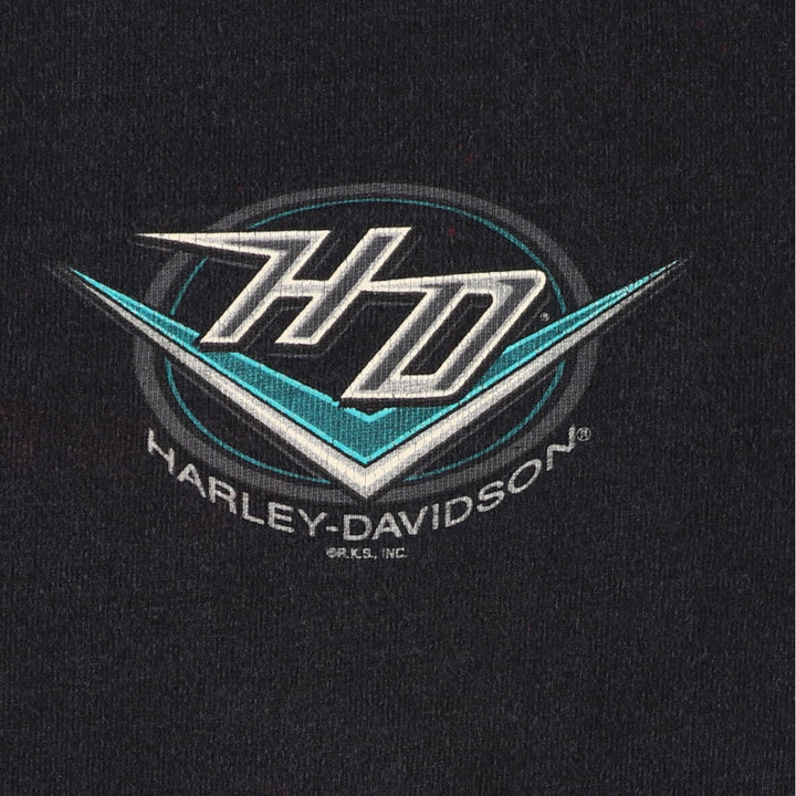 Harley-Davidson Double-sided Print Henley Neck Motorcycle Bike T-Shirt Made in USA Men's L /eaa355140