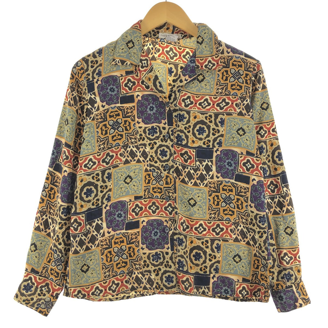 notations All-over print long sleeve open collar blouse ladies L /eaa355222