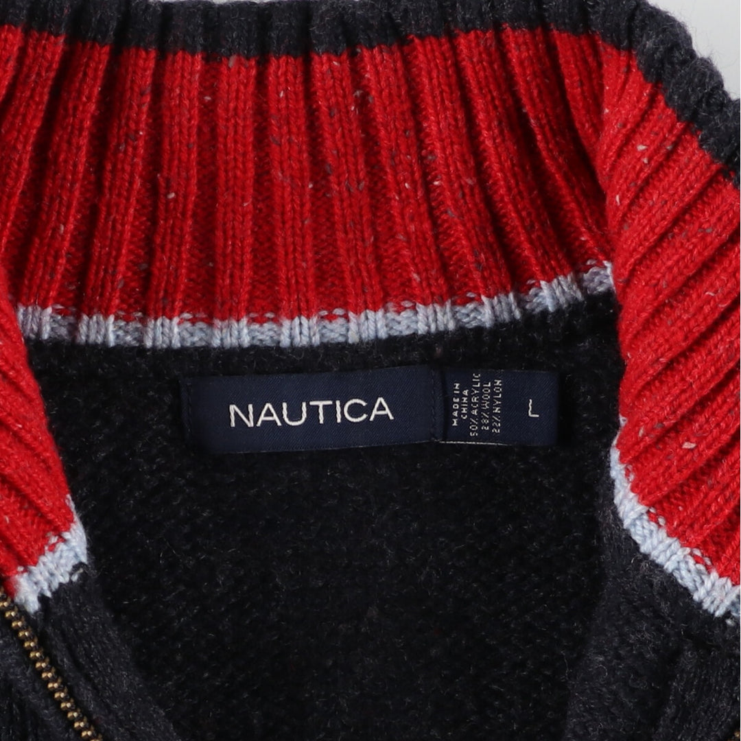 NAUTICA Border Pattern Acrylic Knit Half Zip Sweater Men's L /eaa355461