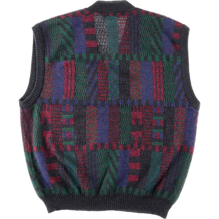 FRANK ALEXS All-over Print V-neck Wool Knit Vest Men's XL /eaa355489