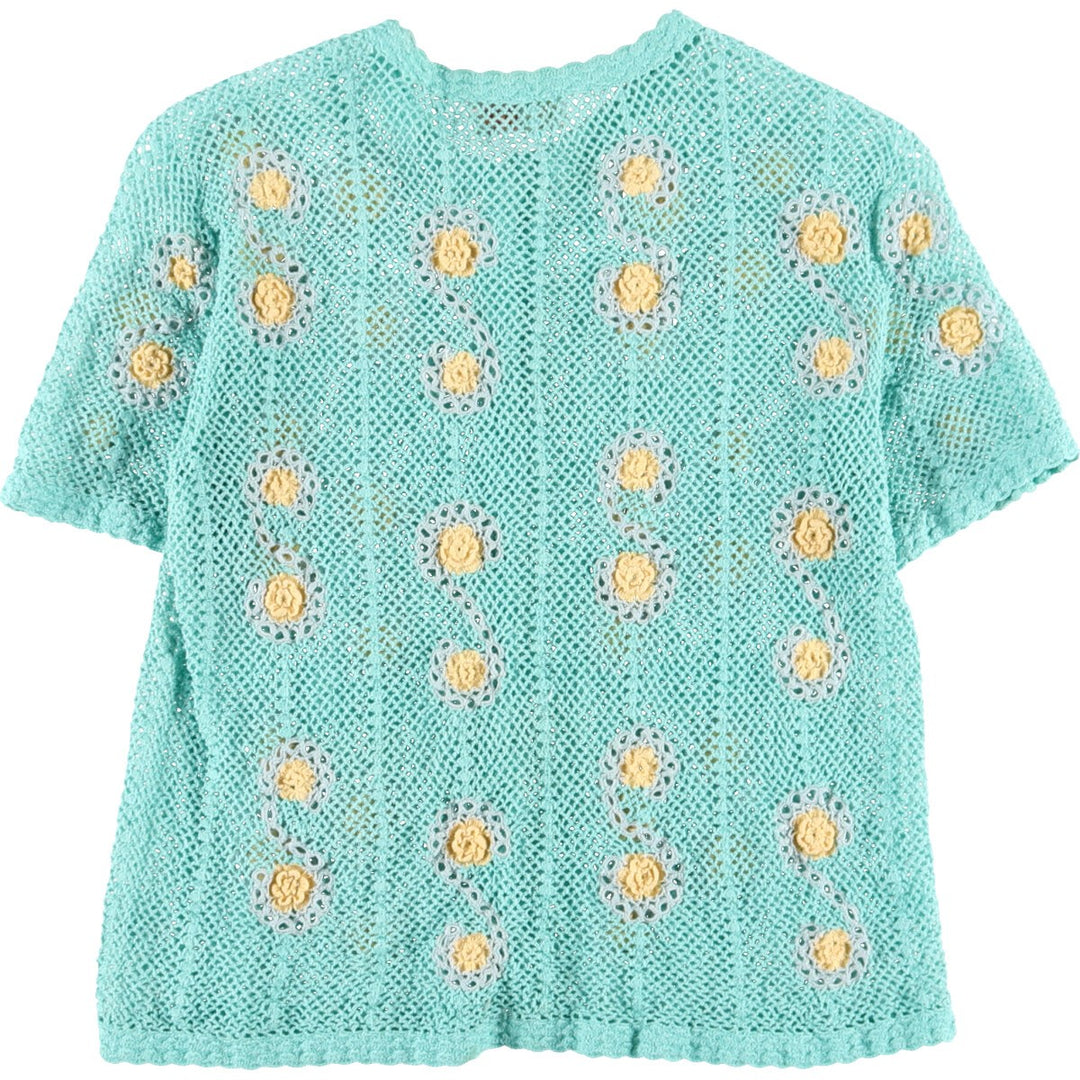 Seisankosei Floral Crochet Knit Short Sleeve Summer Cardigan Women's L /eaa355802