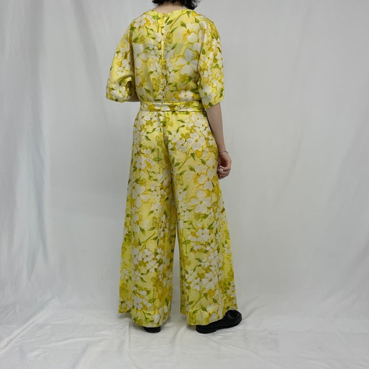 70'S all-over floral print jumpsuit for women, L, vintage / eaa356495