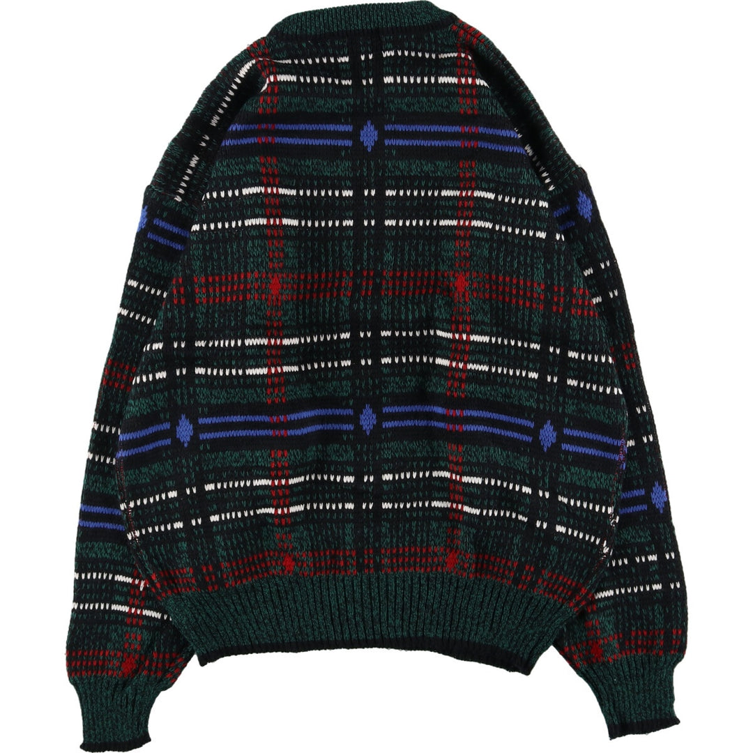 Van Heusen Dem's Landing all-over print acrylic knit sweater, men's L acrylic multicolor Vintage Second Hand